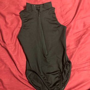 Black Zip-Up Ballet Leotard